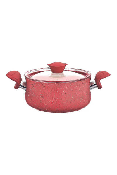 OMS Collection 3027 - 6 Parça Biogranit, Ergonomik, Güveç Seti, Kırmızı Gövde - Kırmızı Detay - 3