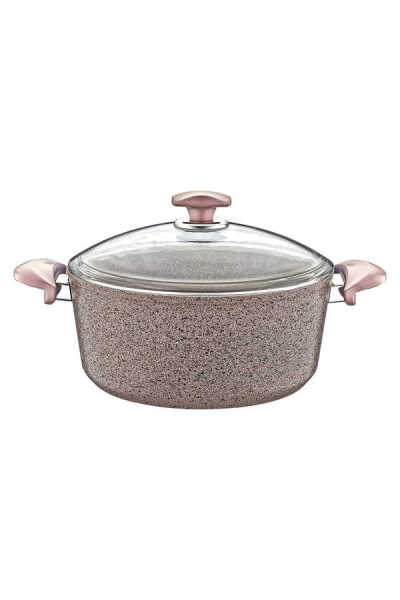 OMS Collection 3110 2 Parça Bio Granit Derin Tencere 22x11,5 Cm - 3,5 Litre Kapasiteli Gri Renk