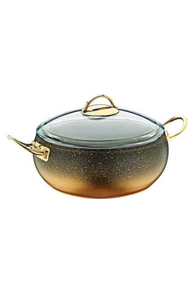 OMS Collection 3141 - 2 Parça, Biogranit, Isıya Dayanıklı Kapaklı, 18x8 Cm - 2,0 Litre - Gold Gövde, Gold Detay - 3