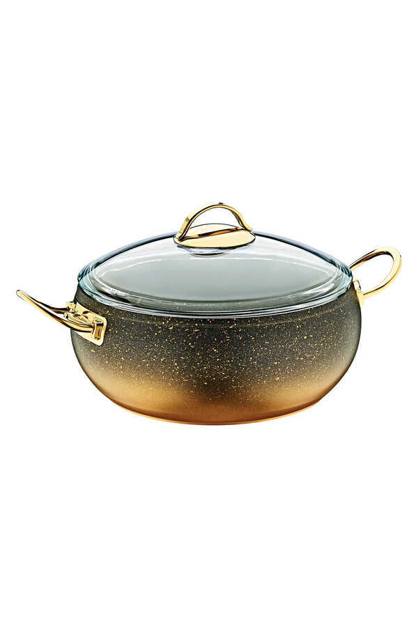 OMS Collection 3141 - 2 Parça, Biogranit, Isıya Dayanıklı Kapaklı, 18x8 Cm - 2,0 Litre - Gold Gövde, Gold Detay - 3