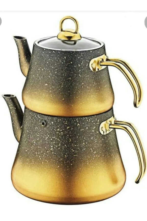 OMS Collection Altın Granit 4 Parça L Boy Çaydanlık Takımı 8200 - 1