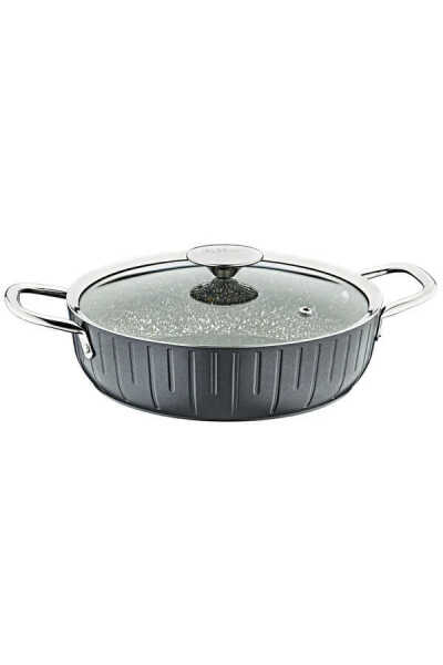 OMS Collection Colonna - 3318 - 2 Parça, Bio Granit, 28x7 Cm - 6,2 Litre Tencere Antrasit Gövde, Platin Detay
