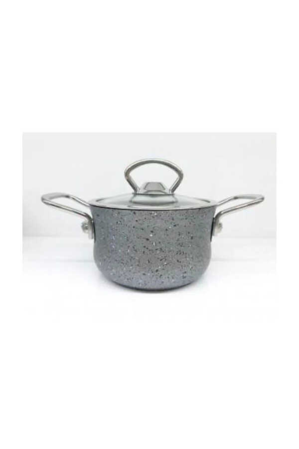 OMS Collection Granit 12x8 Cm Mini Tencere Cam Kapaklı 3111gri - 1