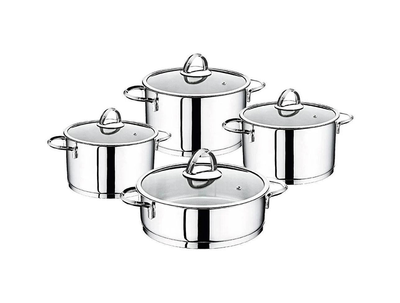 OMS Silindir set ezme çelik kulp 8 parça Silver