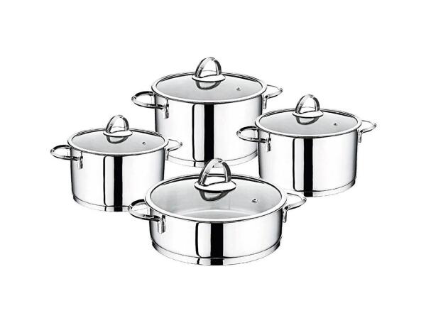 OMS Silindir set ezme çelik kulp 8 parça Silver
