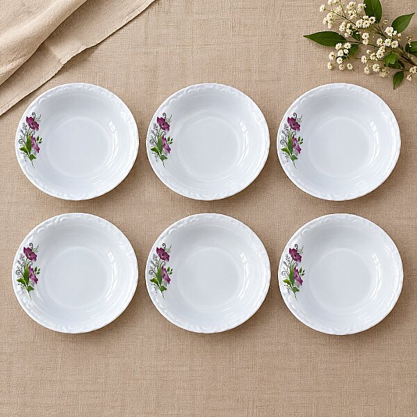 Porland Lal Desen Çukur Tabak 17 cm 6'lı - 2