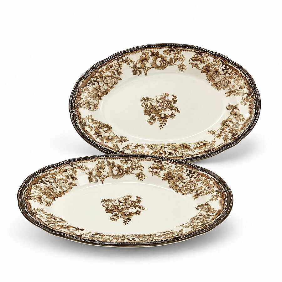 Porser 2'li Kayık Servis Tabağı 22 cm Kahve - 2