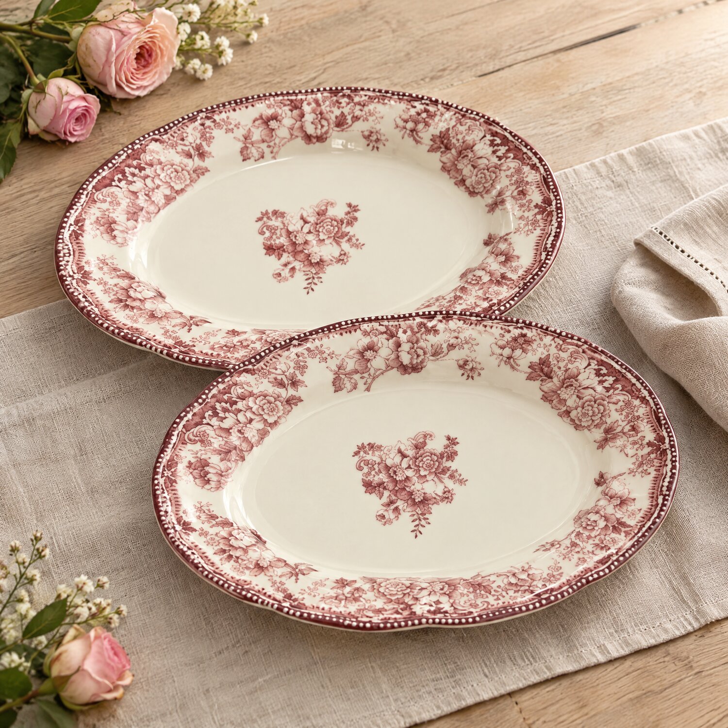 Porser 2'li Kayık Servis Tabağı 22 cm Pembe