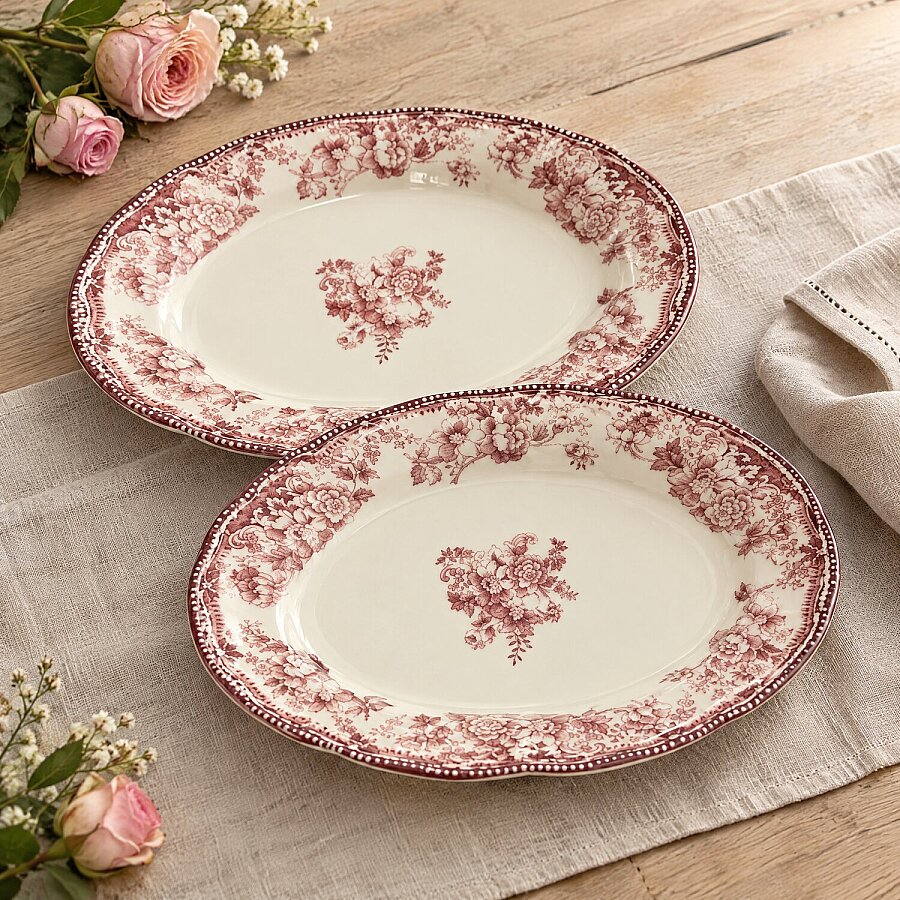 Porser 2'li Kayık Servis Tabağı 22 cm Pembe - 2