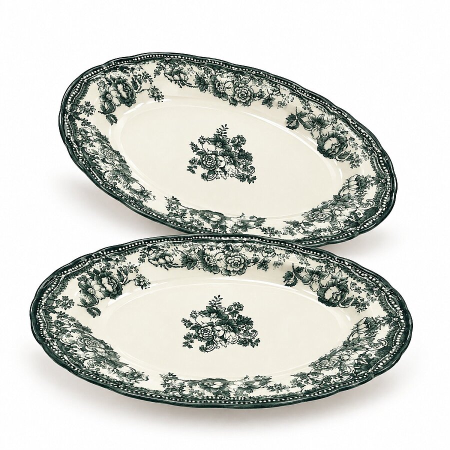 Porser 2'li Kayık Servis Tabağı 22 cm Yeşil - 1
