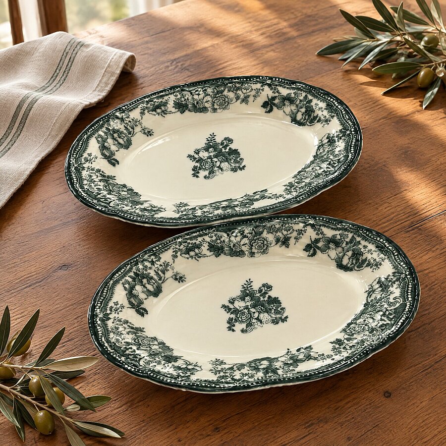 Porser 2'li Kayık Servis Tabağı 22 cm Yeşil - 2