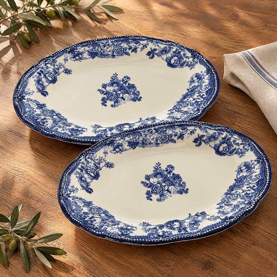 Porser 2'li Kayık Servis Tabağı 26 cm Mavi - 2