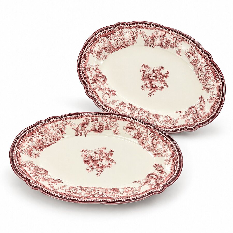 Porser 2'li Kayık Servis Tabağı 26 cm Pembe - 1