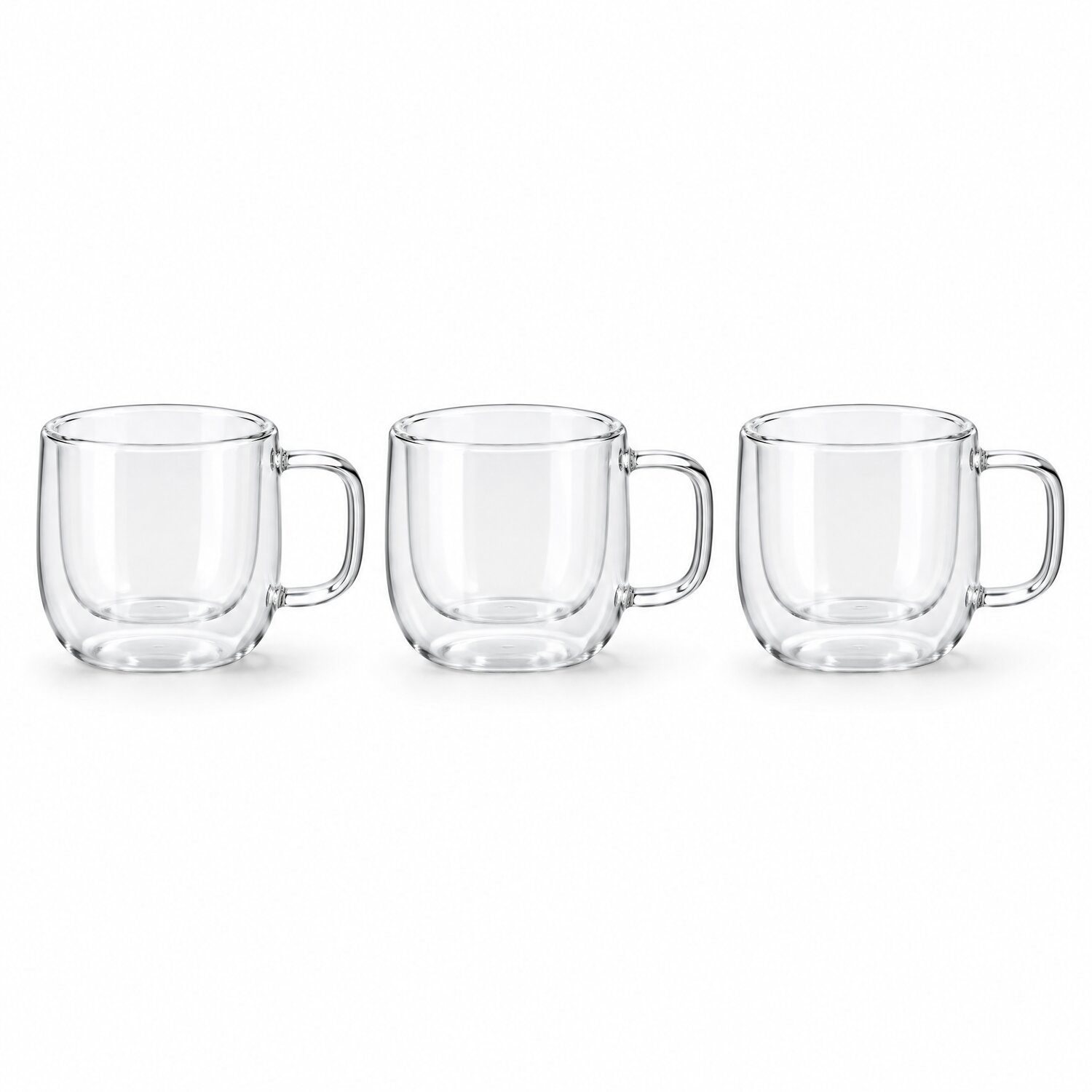 Zbern Çift Cidarlı Kulplu Bardak 250 ml 3'lü Basık Model