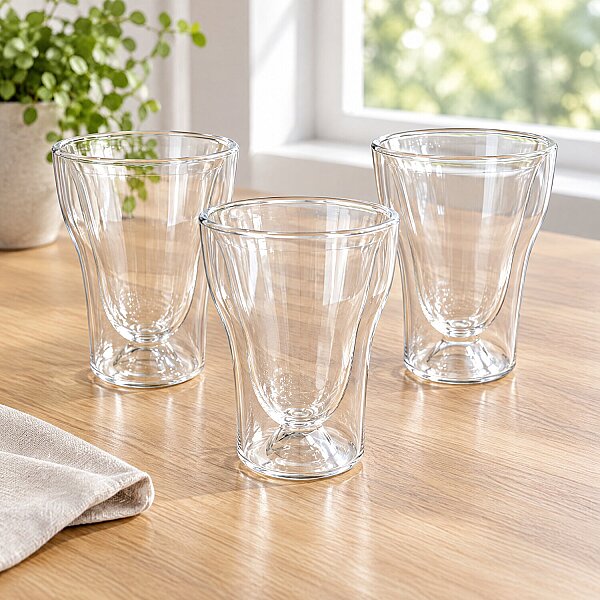 Zbern Çift Cidarlı Kulpsuz Bardak 400 ml 3'lü